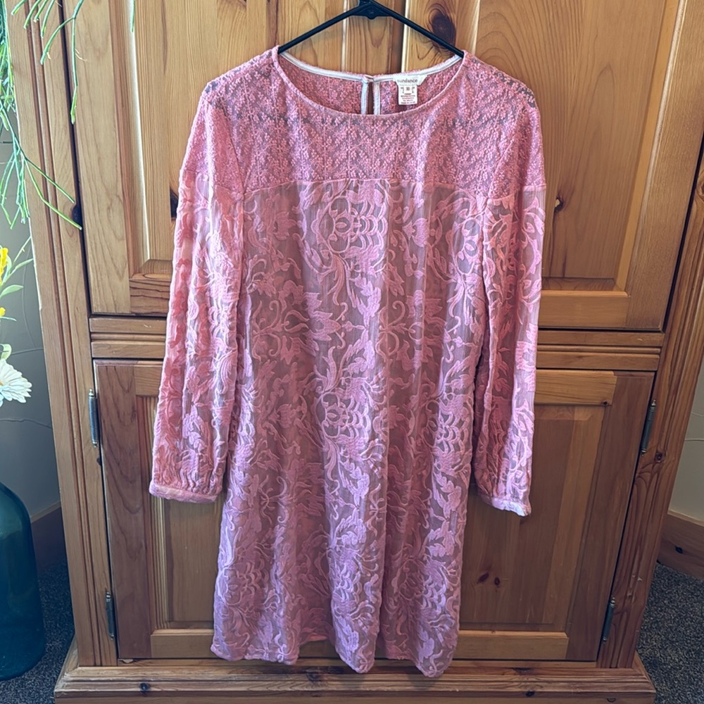 Sundance Floral Vine Trellis Dress Lace Coral Peach